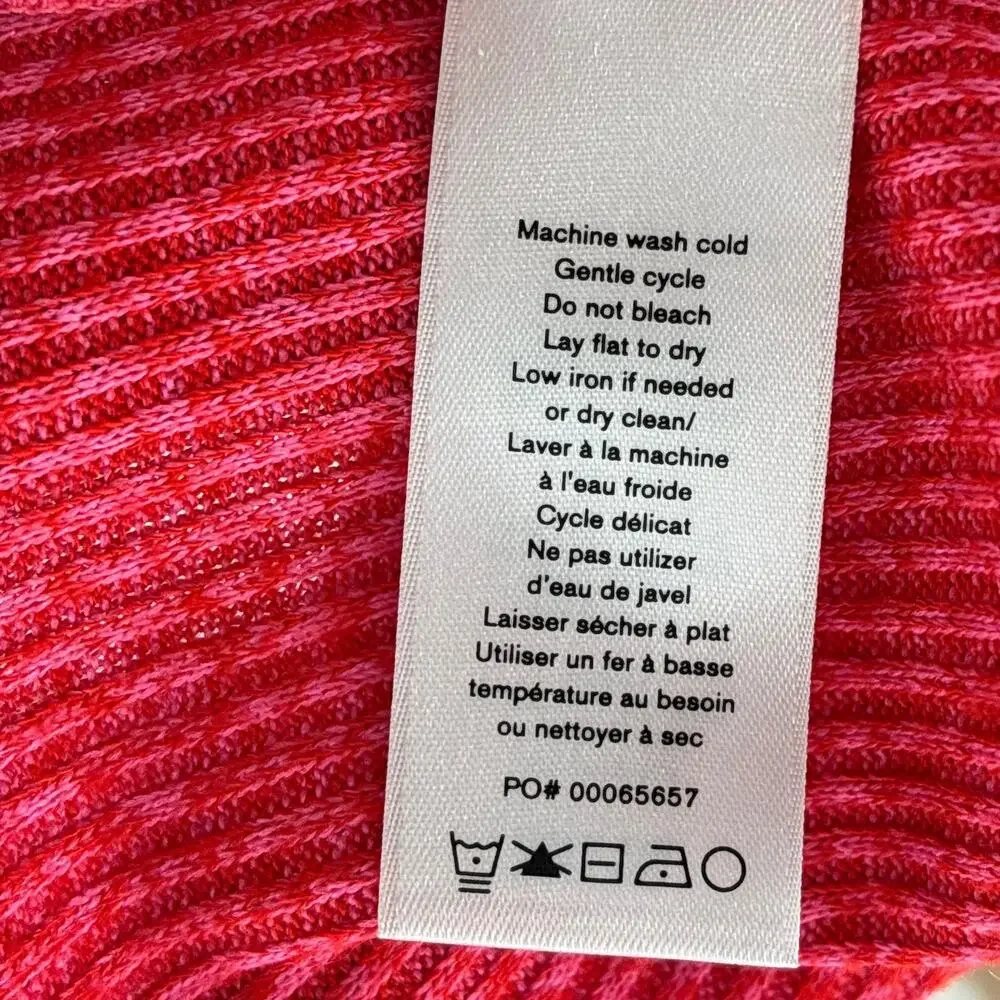 Rag & Bone Pink Marled Red The Knit Ribbed Henley Long Sleeve Top